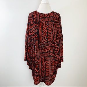 Splash Retro Flowy Tribal Print Slinky Dress